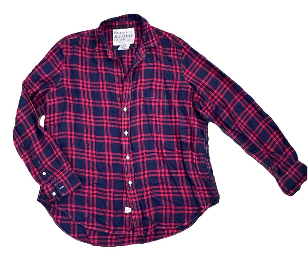 Frank & Eileen Modal Tailored "Eileen" Red Plaid Button Up Womens Shirt M